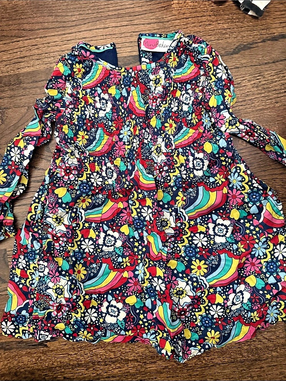 Mini Boden Rainbow Floral Dress Girls 3-4Y